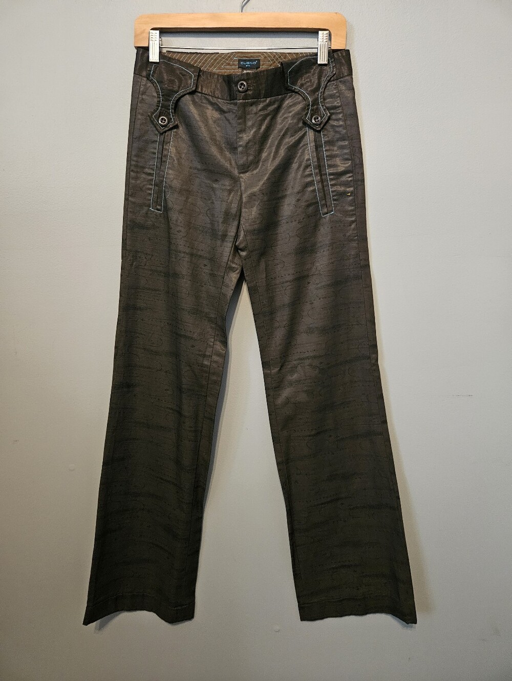Custo Barcelona NOS Black Abstract Print Wide Leg Pants Y2K US 0 New Old Stock